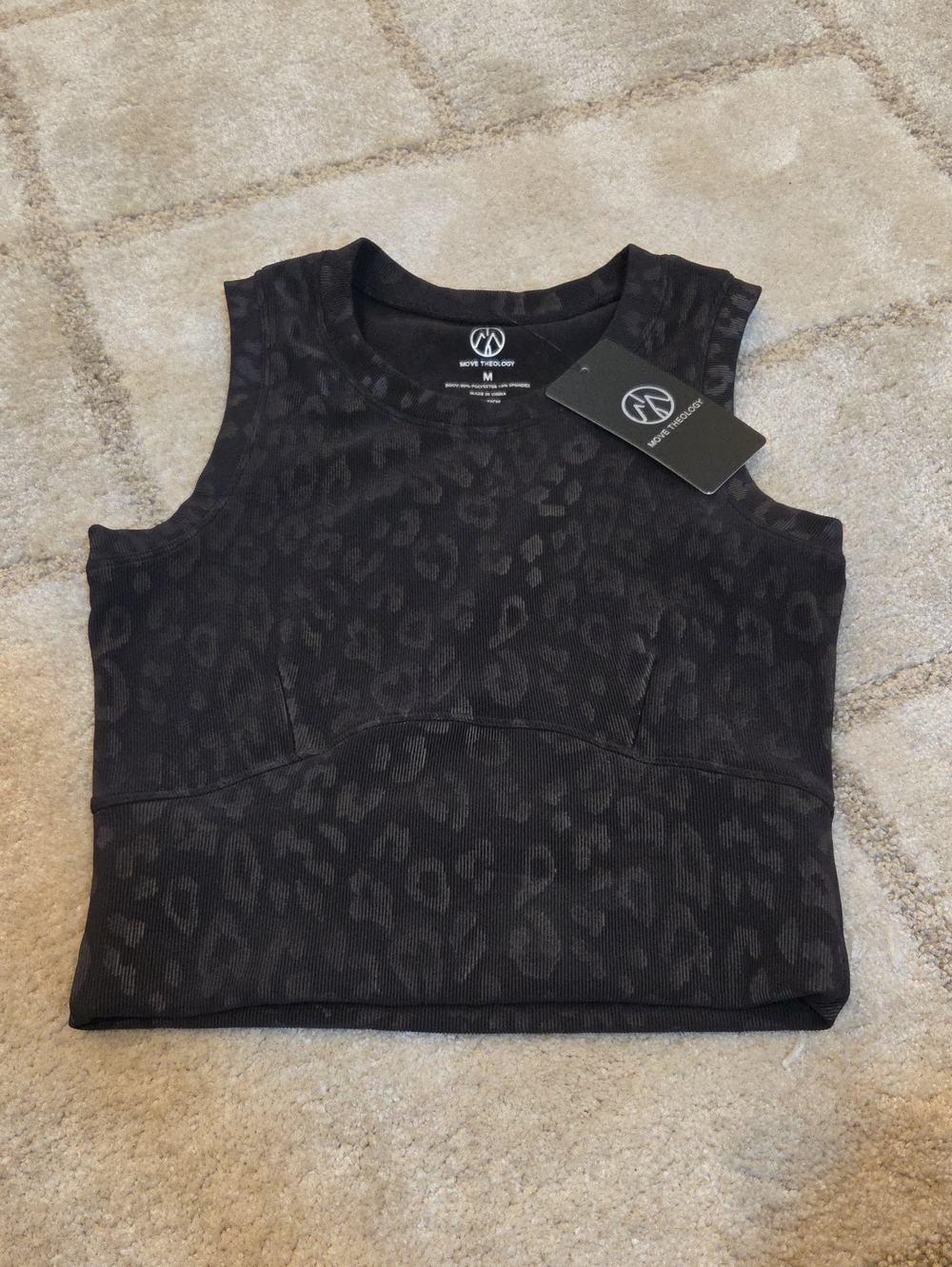 Move Theology Black Leopard Rib Contour Tank